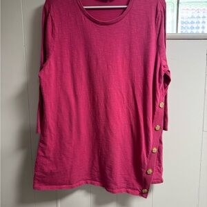 Chico's Pink 3/4 Sleeve Boxy Tee